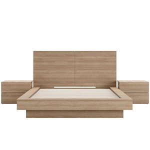 Nexera Marconi 4-Piece Queen-Size Platform Bedroom Set - Brown Oak