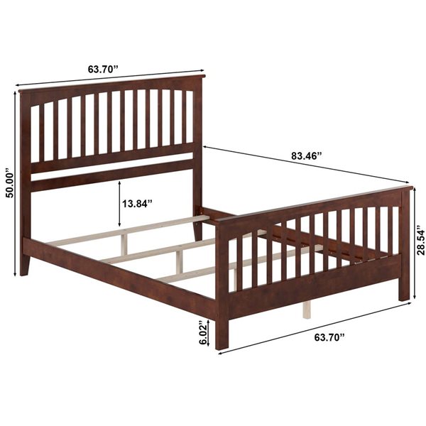 AFI Furnishings Brooklyn Queen Walnut Foundation Bed w/ Matching Footboard