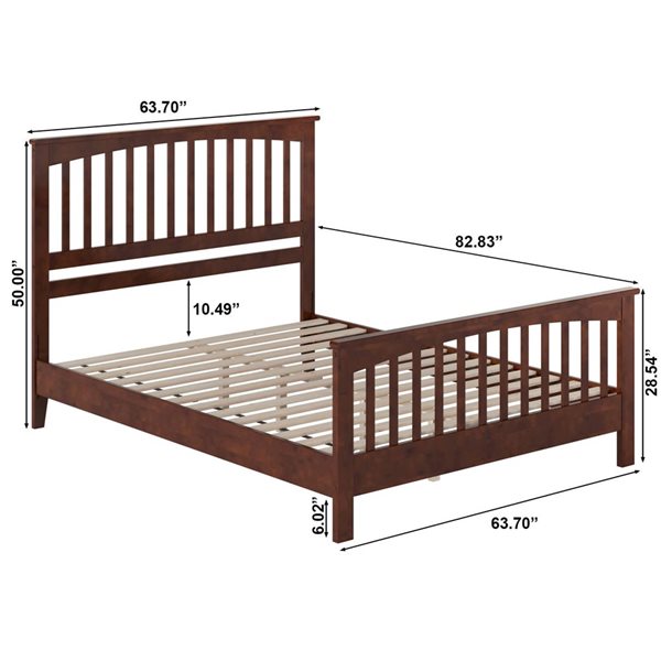 AFI Furnishings Camilla Queen Low Profile Walnut Platform Bed with Matching Footboard