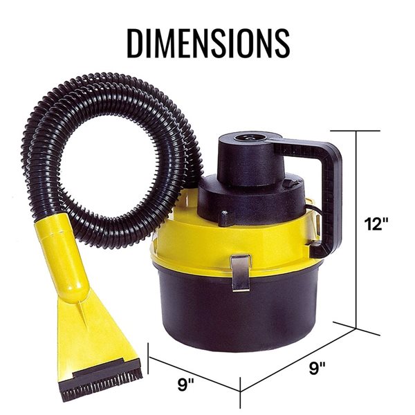 Koolatron 12 V Portable Wet/Dry Canister Vacuum + Inflator w/ 4 Nozzles