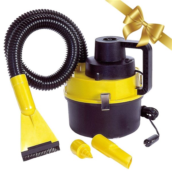 Koolatron 12 V Portable Wet/Dry Canister Vacuum + Inflator w/ 4 Nozzles