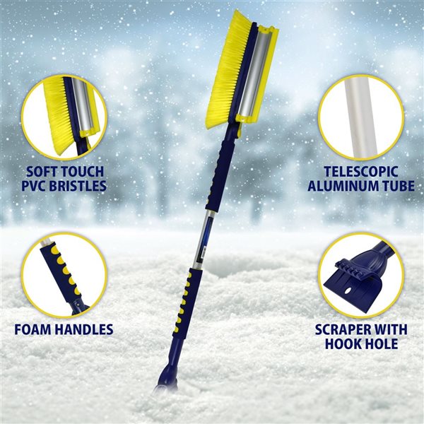 Michelin Ultra Duty Telescopic 43-63-in Snow Brush w/ Swivel Head - 2/pk