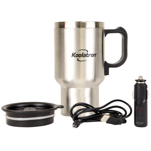 Koolatron 12 V USB Heated/Insulated Stainless Steel Travel Mug 500-ml