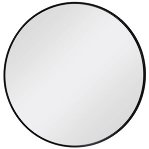 Miroir mural rond Thompson de Decor Wonder 35 po avec cadre en métal noir