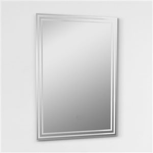 Miroir de meuble-lavabo sans cadre Tri Pol de Decor Wonderland 23,6 po x 31,5 po gravé et poli noir