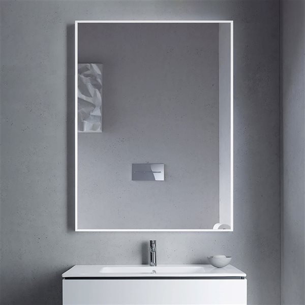 Decor Wonderland En Passant 29.5-in x 39.5-in White Framed Wall Mirror w/ Dual Mounting Brackets