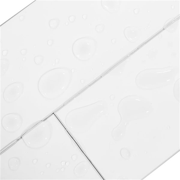 LuxySplash Drita 2-Pc 6 x 36-in White Stone Composite Wall Tile Backsplash Panels - 6 lin.ft./Pack
