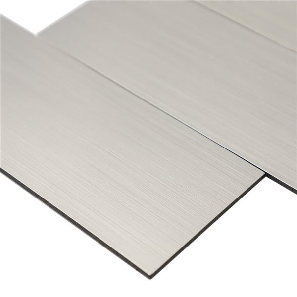 LuxySplash Lola 12 x 18-in Brushed Stainless Metal Wall Tile - 3 ft²/Pack