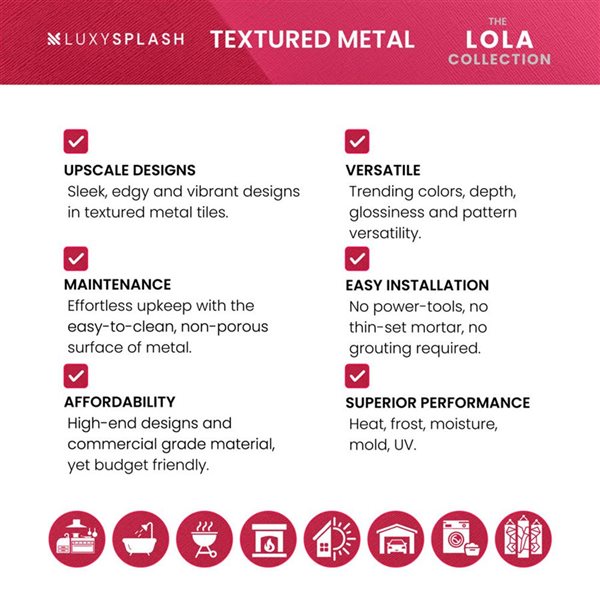 LuxySplash Lola 12 x 18-in Brushed Stainless Metal Wall Tile - 3 ft²/Pack