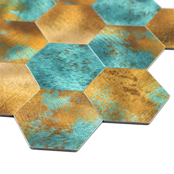 LuxySplash Lola 11.5 x 10-in Rusty Green Metal Wall Tile - 3.1 ft²/Pack