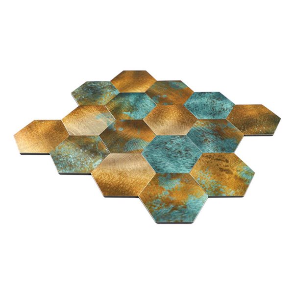 LuxySplash Lola 11.5 x 10-in Rusty Green Metal Wall Tile - 3.1 ft²/Pack