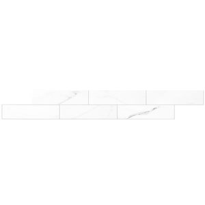 LuxySplash Drita 2-Pc 6 x 36-in White Stone Composite Wall Tile Backsplash Panels - 6 lin.ft./Pack
