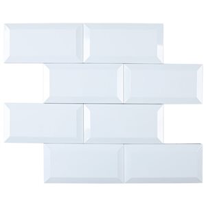 LuxySplash Lola 12 x 18-in White Brick Metal Wall Tile - 3 ft²/Pack