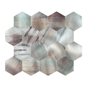 Carreau mural en métal aux tons doux Lola LuxySplash bleu/violet 11,5 x 10 po - 3,1 pi²/pqt