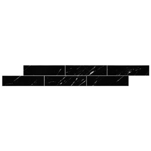 LuxySplash Drita 2-Pc 6 x 36-in Black Stone Composite Wall Tile Backsplash Panels - 6 lin.ft./Pack