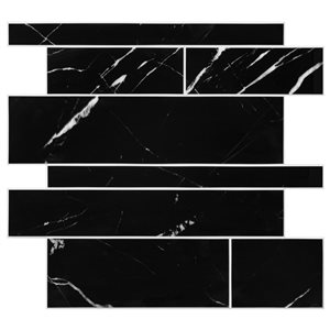 LuxySplash Drita 12 x 14-in Black Marble Stone Composite Wall Tile - 3 ft²/Pack