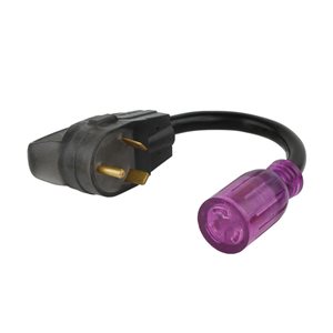 Cordon adaptateur à fiche TT-30 violet Color Connect de Reliance Controls 125 V 20 A, connecteur L5-20