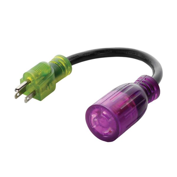 Reliance Controls Color Connect Purple 125 V 15 A 5-15-Plug Adapter Cord - L5-20 Connector