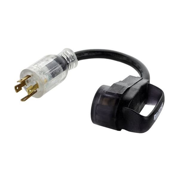Reliance Controls Color Connect Black 125 V 30 A NEMA L14-30-Plug Adapter Cord - L14-30 Plug and TT-30 Connector