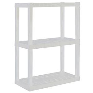 Étagère de rangement Oskar robuste à 3 tablettes pour la maison 30 x 14 x 39, blanc