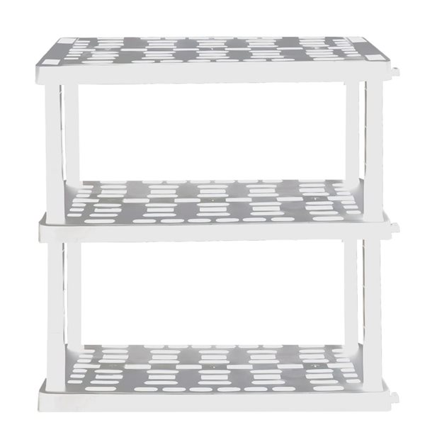 Oskar Large 3-Tier White Interlocking Shelving Unit - 18 x 36 x 38-in