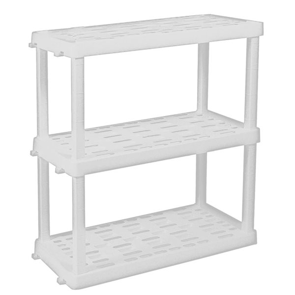 Oskar Large 3-Tier White Interlocking Shelving Unit - 18 x 36 x 38-in