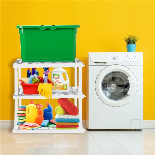 Oskar Large 3-Tier White Interlocking Shelving Unit - 18 x 36 x 38-in