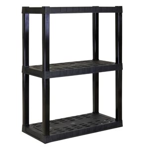 Étagère de rangement Oskar robuste à 3 tablettes pour la maison 30 x 14 x 39, noir