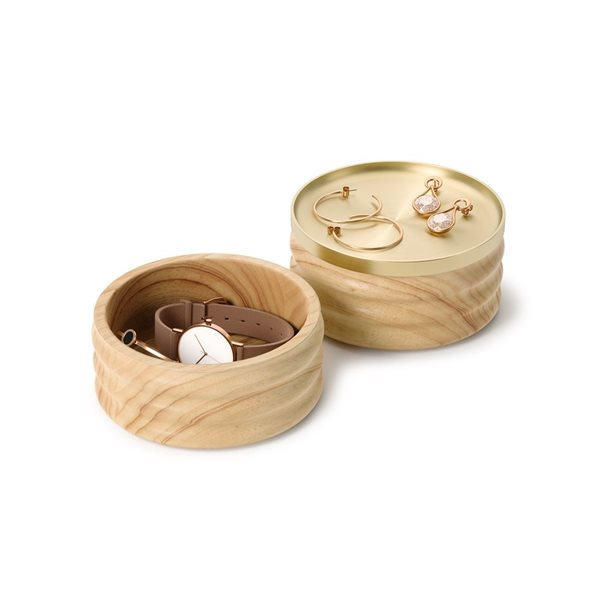 Boîte à bijoux Tesora par Umbra en bois/laiton poli