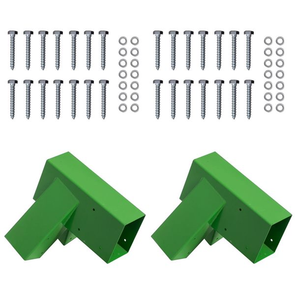 Playberg Easy Installation Heavy-Duty Steel A-Frame End Brackets for Outdoor Swing Set w/ Mounting Hardware - 2/Pk