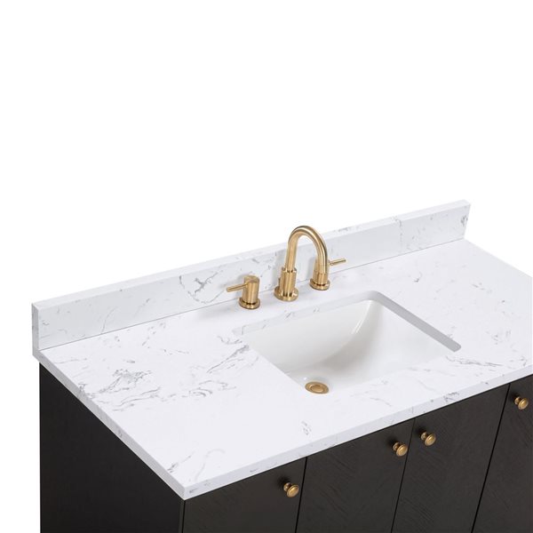 Avanity Adele 49-in Black Oak Single Undermount Sink Bathroom Vanity w/ Cala White Engineered Stone Top