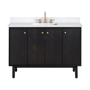 Meuble-lavabo simple sous plan Adele d'Avanity 49 po chêne noir avec plateau en pierre d'ingénierie blanc cala