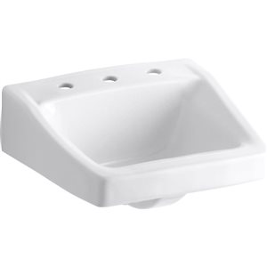 KOHLER Chesapeake 19-1/4 x 17-1/4-in Wall-Mount/Concealed Arm Carrier Bathroom Sink w/ 8-in Widespread Hole