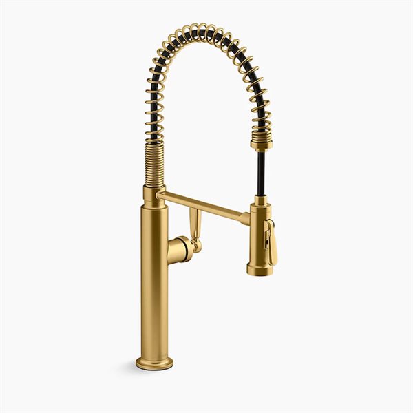KOHLER Edalyn Studio McGee Brass 1-Handle Deck-Mount Pull-Down Kitchen Sink Faucet w/ Sprayhead
