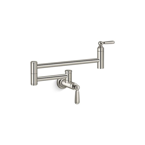 KOHLER Edalyn Studio McGee Polished Nickel 1-Handle Wall-Mount Pull-Out Kitchen Sink Pot Filler Faucet