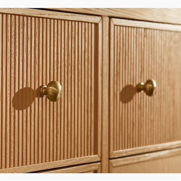 KOHLER Studio McGee Malin 30-in W White Oak Quartz Top Single Sink Bathroom Vanity Cabinet