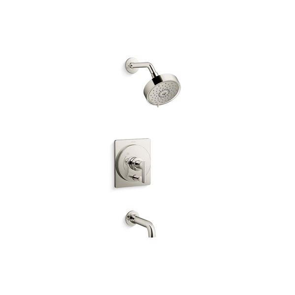 KOHLER Castia Studio McGee Rite-Temp Polished Nickel 1-Handle Bathtub and Shower Trim Kit