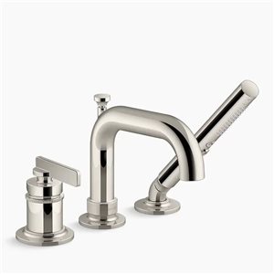 Robinet de baignoire de surface Castia de Studio McGee KOHLER à 1 poignée avec douchette en nickel poli