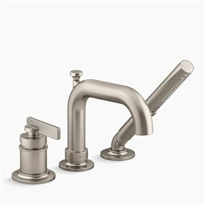 KOHLER Castia Studio McGee Brushed Nickel 1-Handle Deck-Mount Bathtub Faucet Trim w/ Handshower