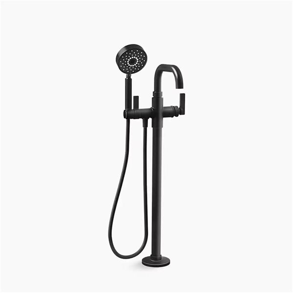 KOHLER Castia Studio McGee Matte Black 1-Handle Floor-Mount Bathtub Faucet Trim w/ Handshower