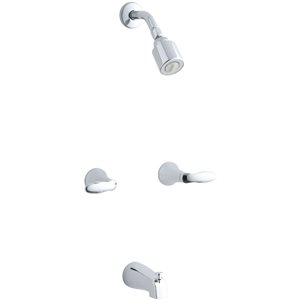 KHOLER Coralais Polished Chrome Bath/Shower Trim Kit w/ Lever Handles and Slip-Fit Spout - Valve Not Included