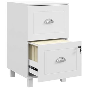HomCom Lockable White 2-Drawer Filing Cabinet
