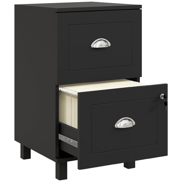 HOMCOM Lockable 2-Drawer File Cabinet w/ Hanging Bars for A4 and Letter