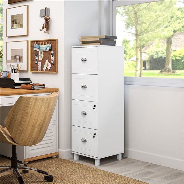 HOMCOM Lateral White 4-Drawer Filing Cabinet