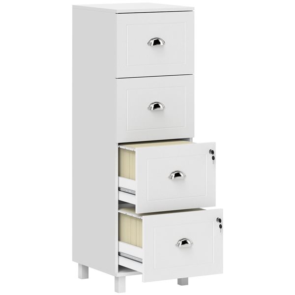 HOMCOM Lateral White 4-Drawer Filing Cabinet