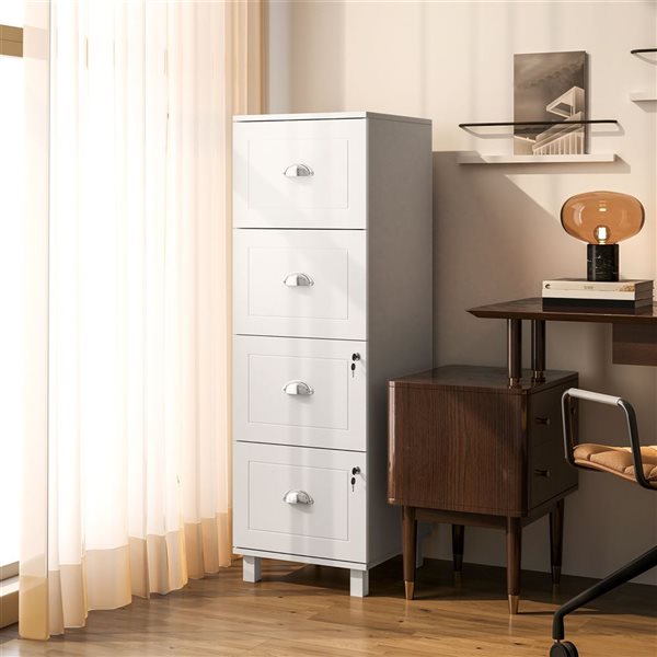 HOMCOM Lateral White 4-Drawer Filing Cabinet