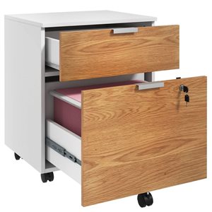 HomCom 2-Drawer Natural Wood File Cabinet w/ Wheels