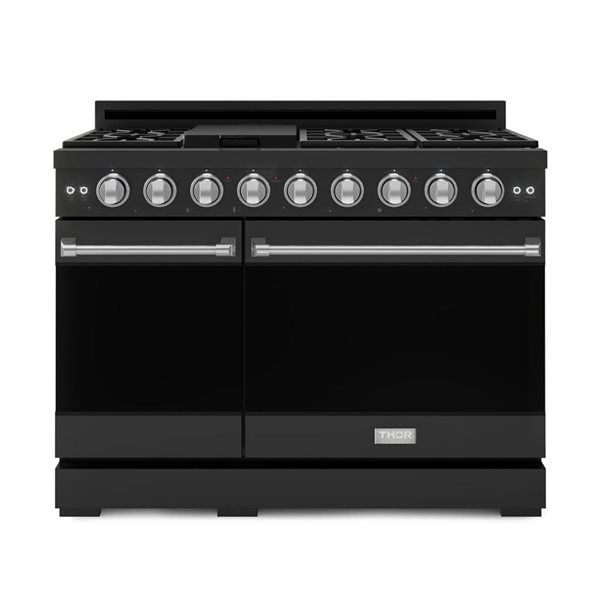 Gordon Ramsay by Thor Kitchen 48-in Professional Black/Stainless Steel Gas Range w/ Double Oven
