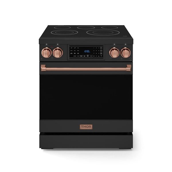 Gordon Ramsay by Thor Kitchen 30-in Professional Black/Rose Gold Electric Range w/ Tilt Panel Touch Control
