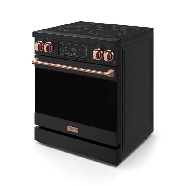 Gordon Ramsay by Thor Kitchen 30-in Professional Black/Rose Gold Electric Range w/ Tilt Panel Touch Control